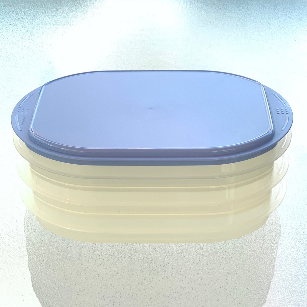 Tupperware Fridge Stackables Deli Meat Keeper Stacking Trays with Blue Lid